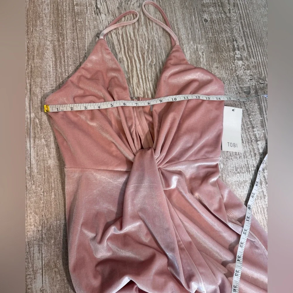 TOBI rose velvet twist front deep plunge maxi dress S NWT - Picture 9 of 12
